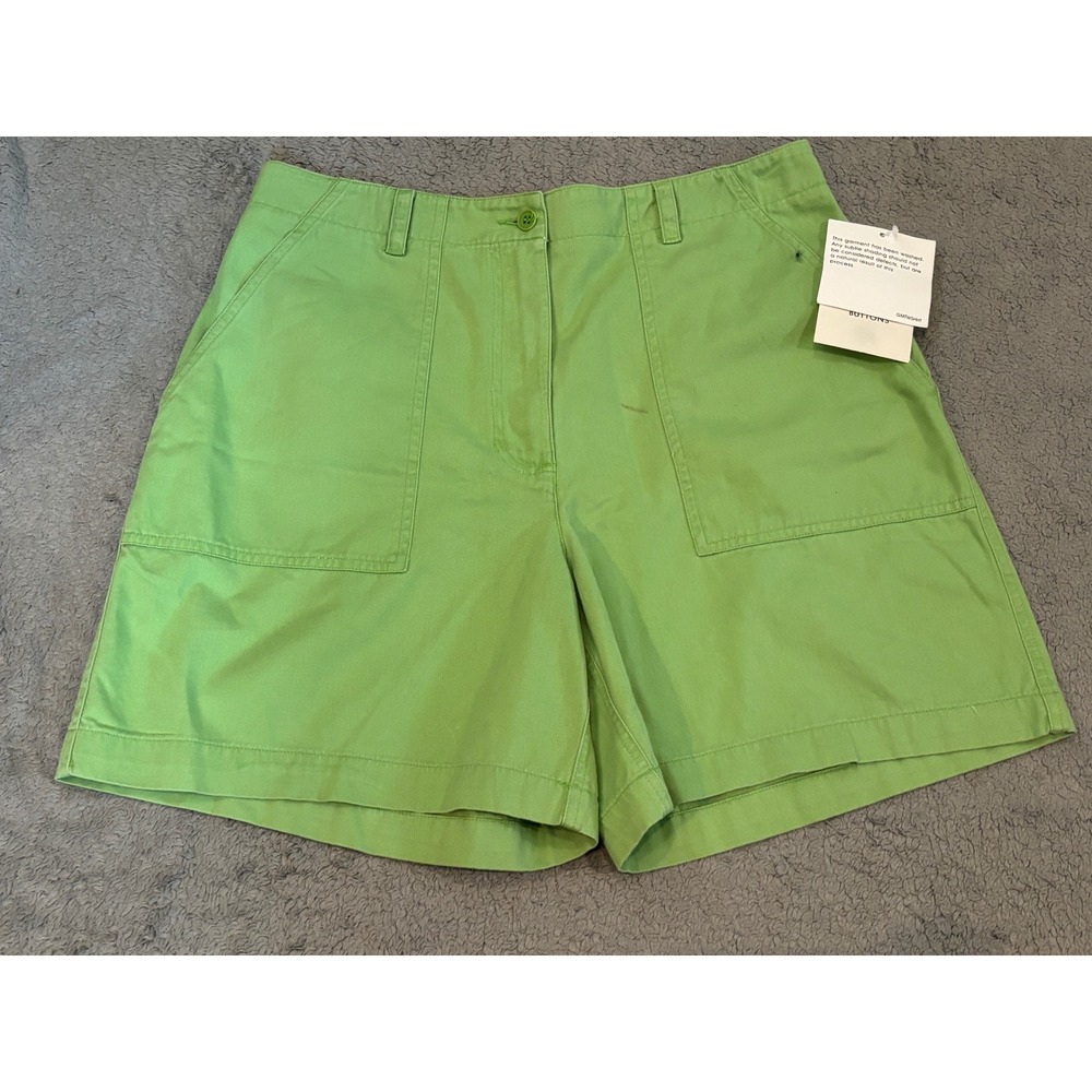 Jones New York Sport Lime Green Cotton Utility Shorts High Rise Size 10 NWT